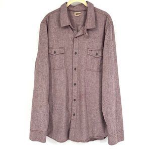 1901 Button Up Long Sleeve Shirt Front Pockets Red Cotton Blend